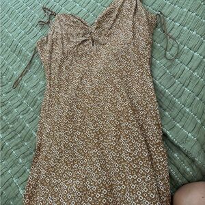 Altar'd State Brown and White Midi Dress